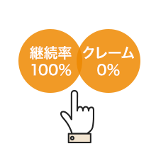 継続率100％・クレーム0％が目標